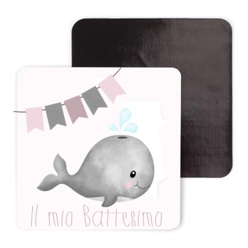 10 magneti Balena Rosa Personalizzabili con Nome