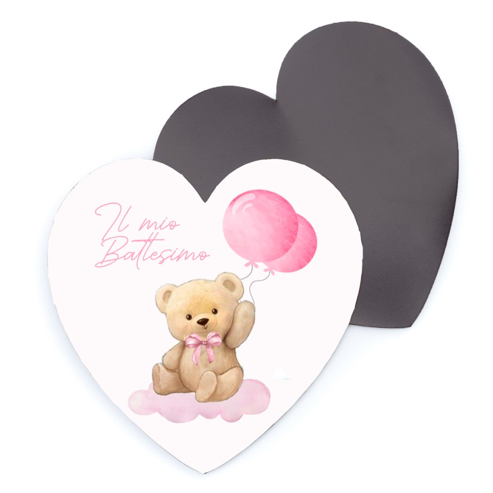 10 magneti orsetto Teddy Bear Rosa Personalizzabili con Nome