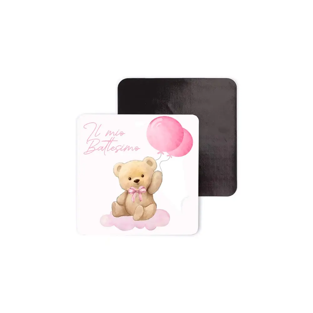 10 magneti orsetto Teddy Bear Rosa Personalizzabili con Nome