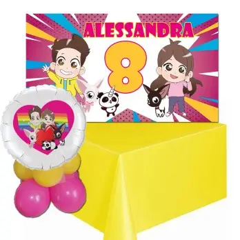 Set allestimento tavola torta Me Contro Te con Banner Personalizzabile
