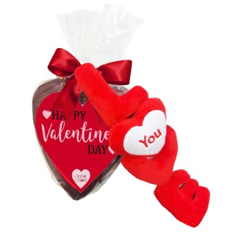 Idea Regalo San Valentino Orsetto Peluche Ti amo con Cuore di Cioccolato e sorpresa
