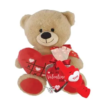 Idea Regalo San Valentino Orsetto Peluche Tris con Cuore di Cioccolato e sorpresa