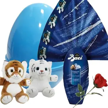Uovo di Pasqua Baci Perugina con peluche e rosa per lui