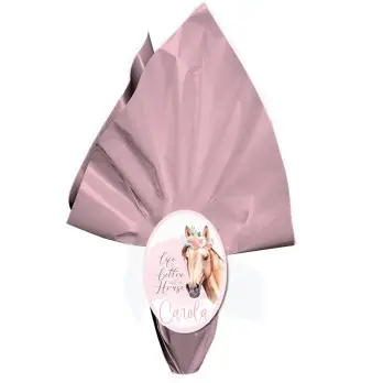 Uovo di Pasqua Cavalli Rosa Personalizzabile con portachivi tematico