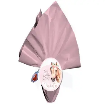 Uovo di Pasqua Cavalli Rosa Personalizzabile con portachivi tematico