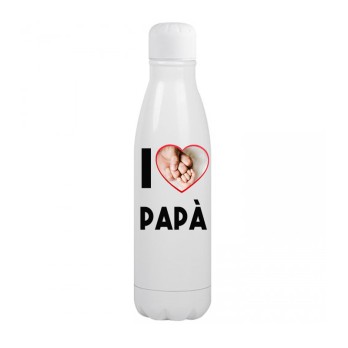 Bottiglia in Acciaio inossidabile per la festa del Papà - " I Love Papà"