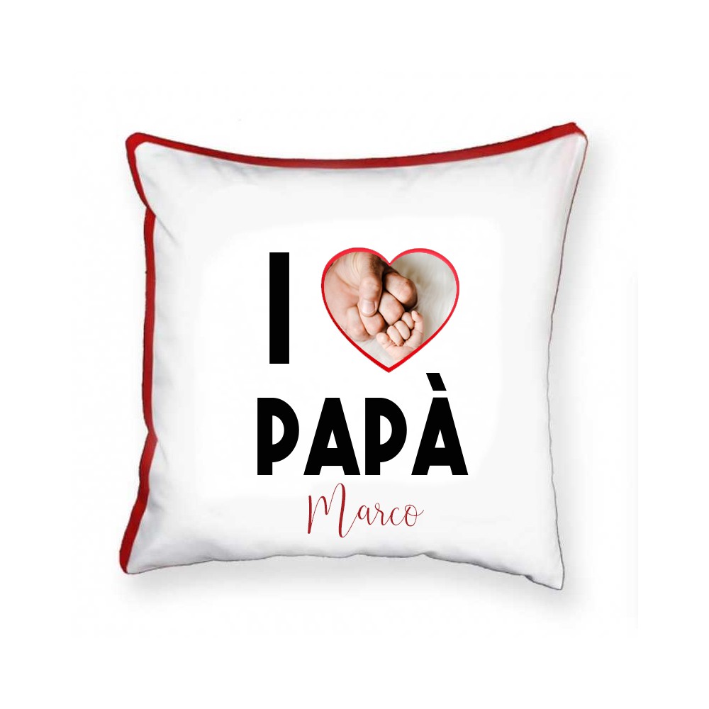 Cuscino quadrato con stampa I Love Papà  - 1 pz