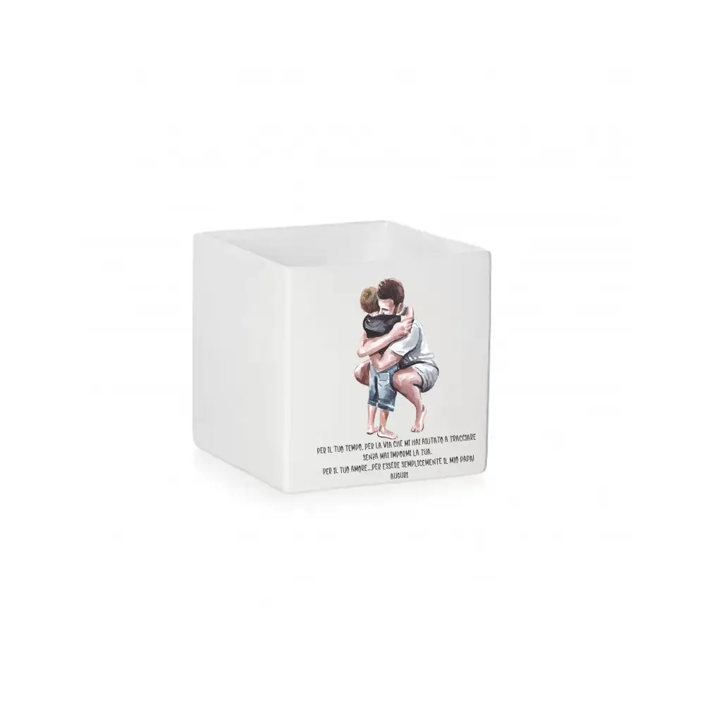 Vaso Cubo festa del papà stampa " abbraccio " - 1pz