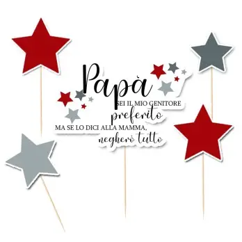Cake Topper Picks festa del Papà " Stars " - 5pz