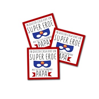 48 Adesivi Personalizzabili Festa del Papà " Super eroe "