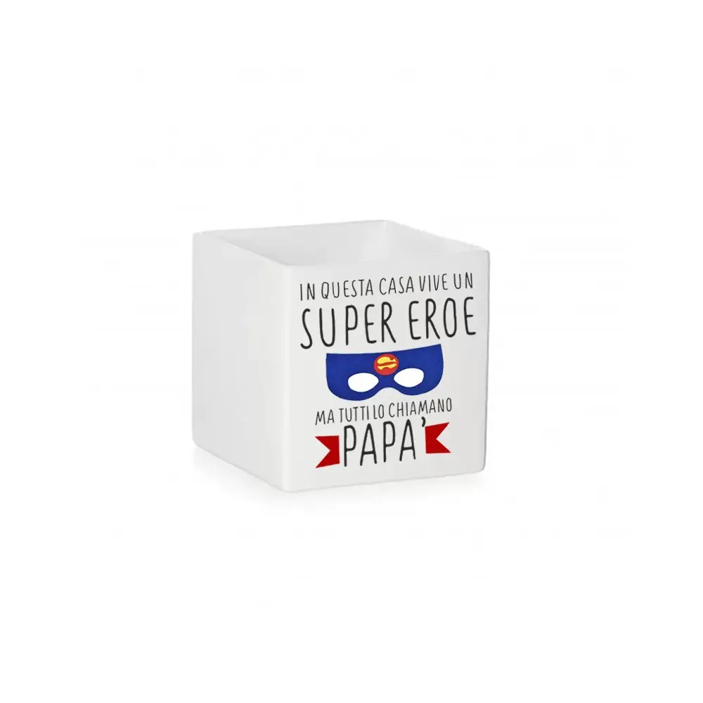 Vaso Cubo festa del papà stampa " Super Eroe " - 1pz