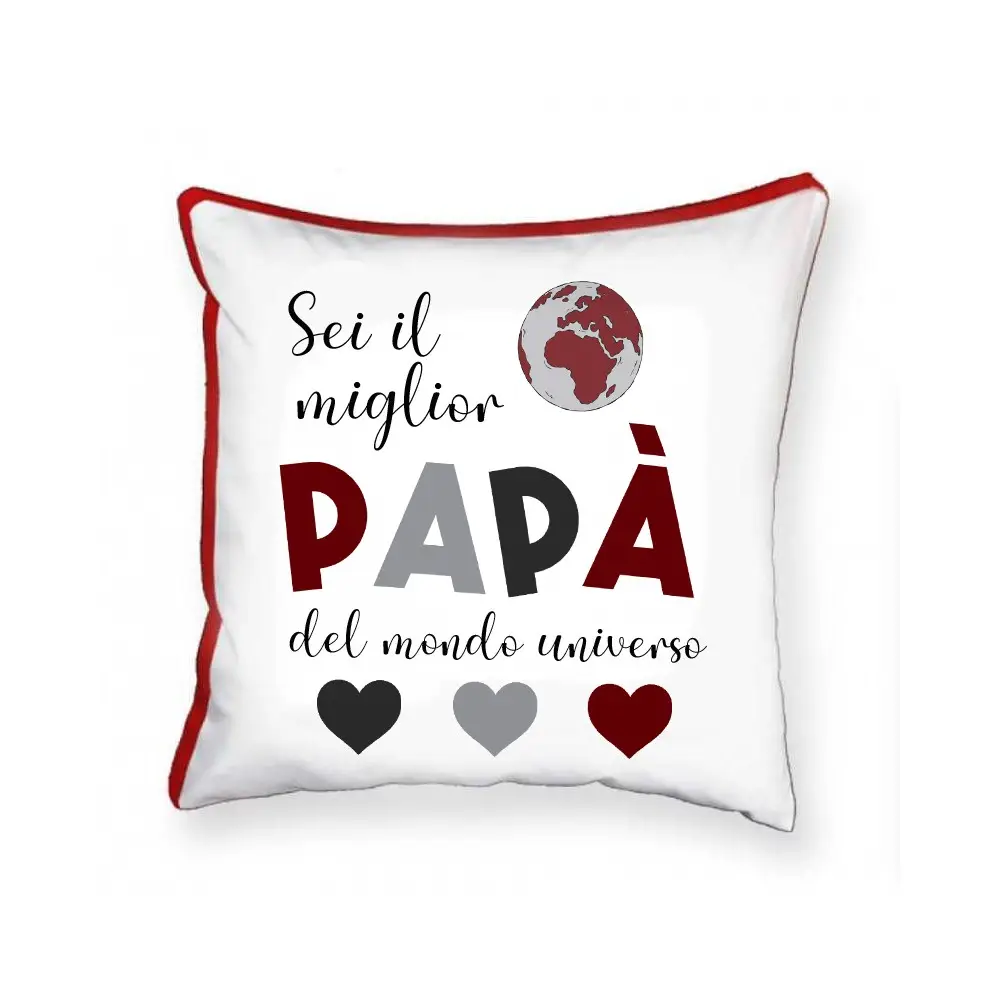 Cuscino quadrato Festa del Papà con stampa Migliore papà del Mondo - 1 pz