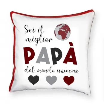Cuscino quadrato Festa del Papà con stampa Migliore papà del Mondo - 1 pz