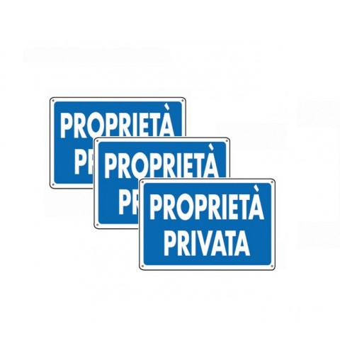 3 X CARTELLI SEGNALETICI IN PVC " PROPRIETA' PRIVATA " TARGHETTE CASA TERRENO 
