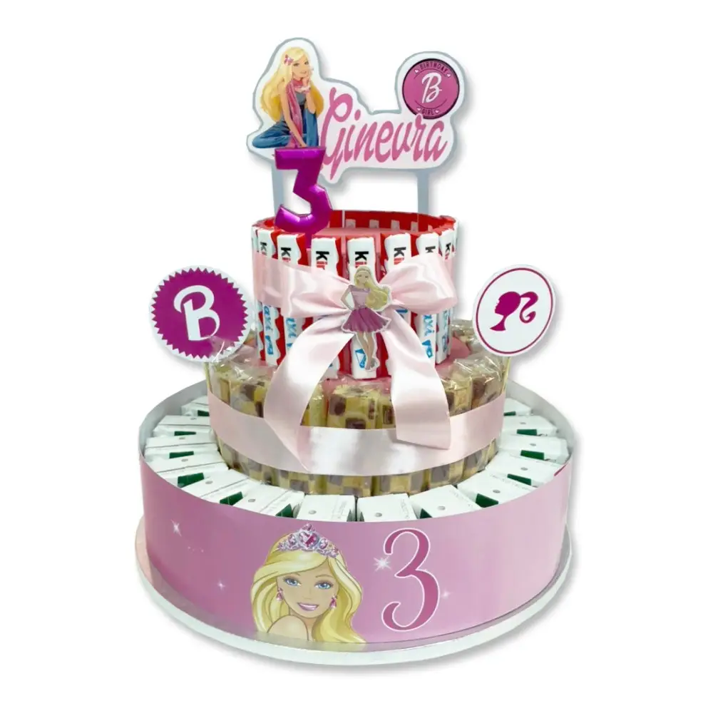 Torta con merendine e Succhi personalizzabile Personaggio a scelta - Fai da te
