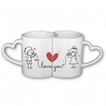 Tazza Doppia San Valentino Fidanzatini telefono senza fili - Personalizzabile