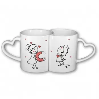 Tazza Doppia San Valentino Fidanzatini Magnete - Personalizzabile