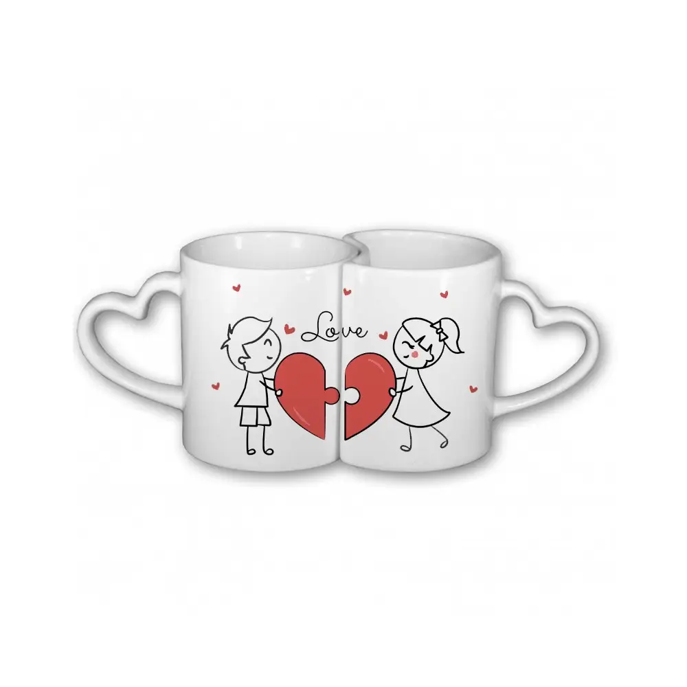Tazza Doppia San Valentino Cuore Puzzle  - Personalizzabile