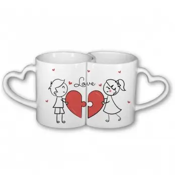Tazza Doppia San Valentino Cuore Puzzle  - Personalizzabile