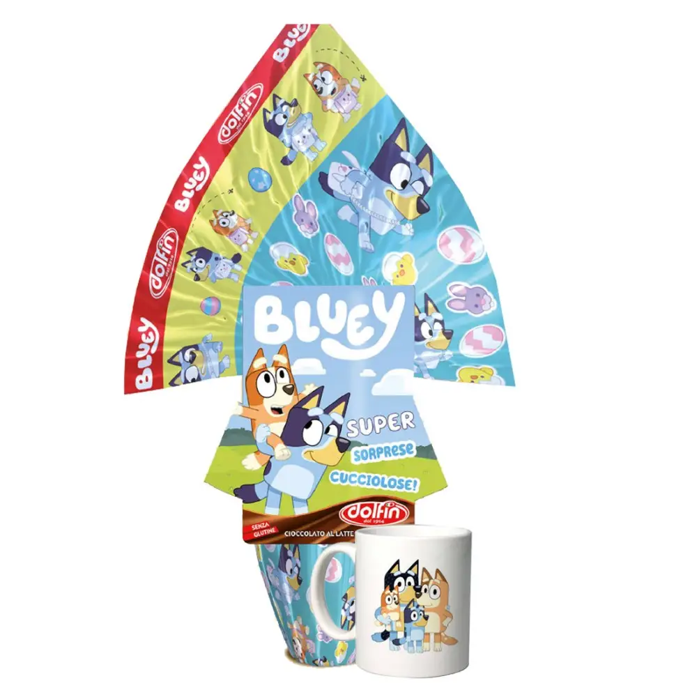 Uovo di Pasqua Bluey 220g con tazza Personalizzabile