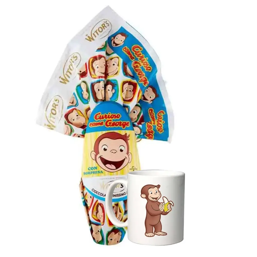 Uovo di Pasqua Curioso Come George 150g con tazza Personalizzabile