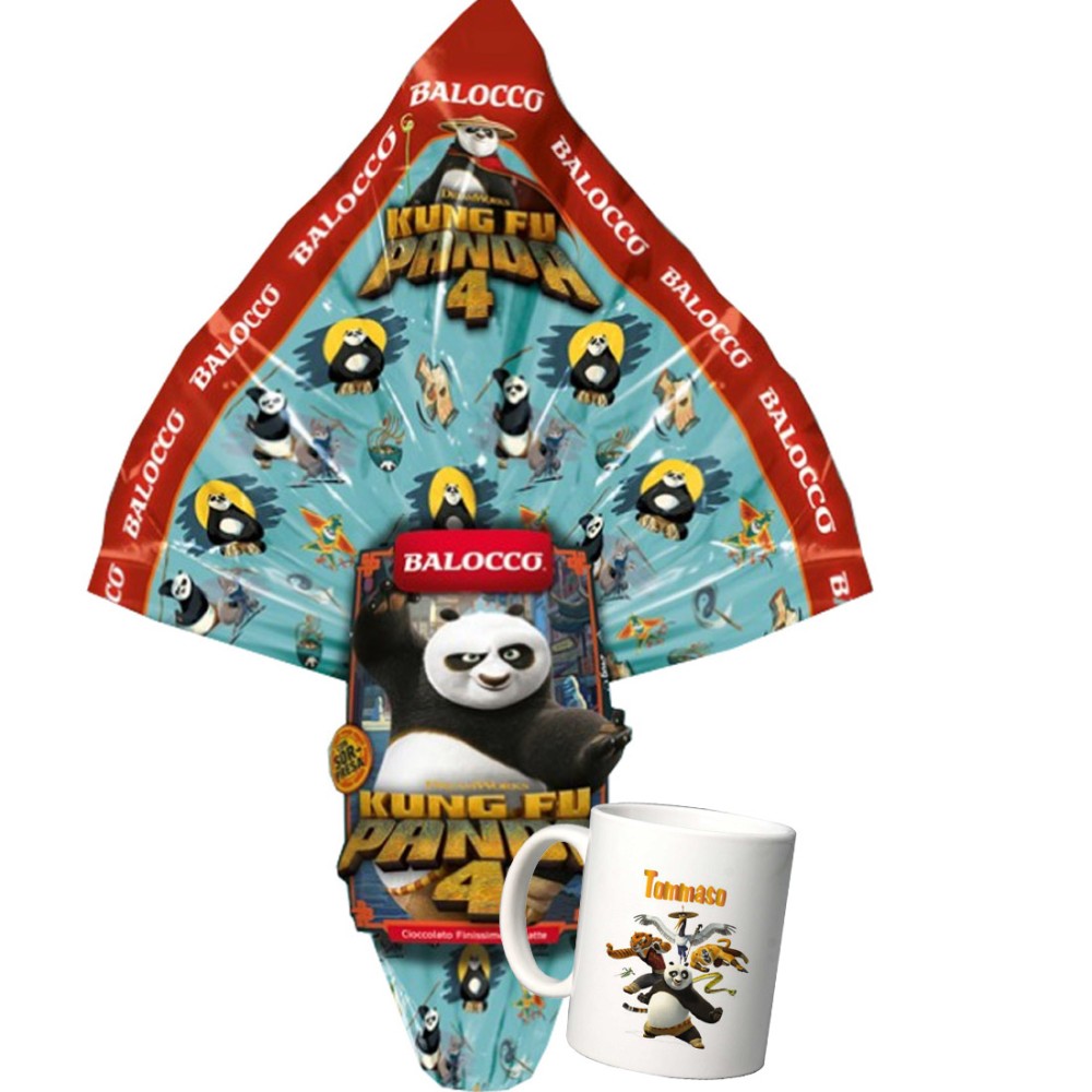 Uovo di Pasqua 240 gr Kung Fu Panda con tazza personalizzata