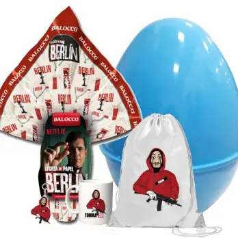 Set Uovo di Pasqua Berlino La casa di carta con Sacca Tazza Portachiavi e Guscio