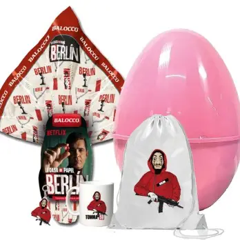 Set Uovo di Pasqua Berlino La casa di carta con Sacca Tazza Portachiavi e Guscio