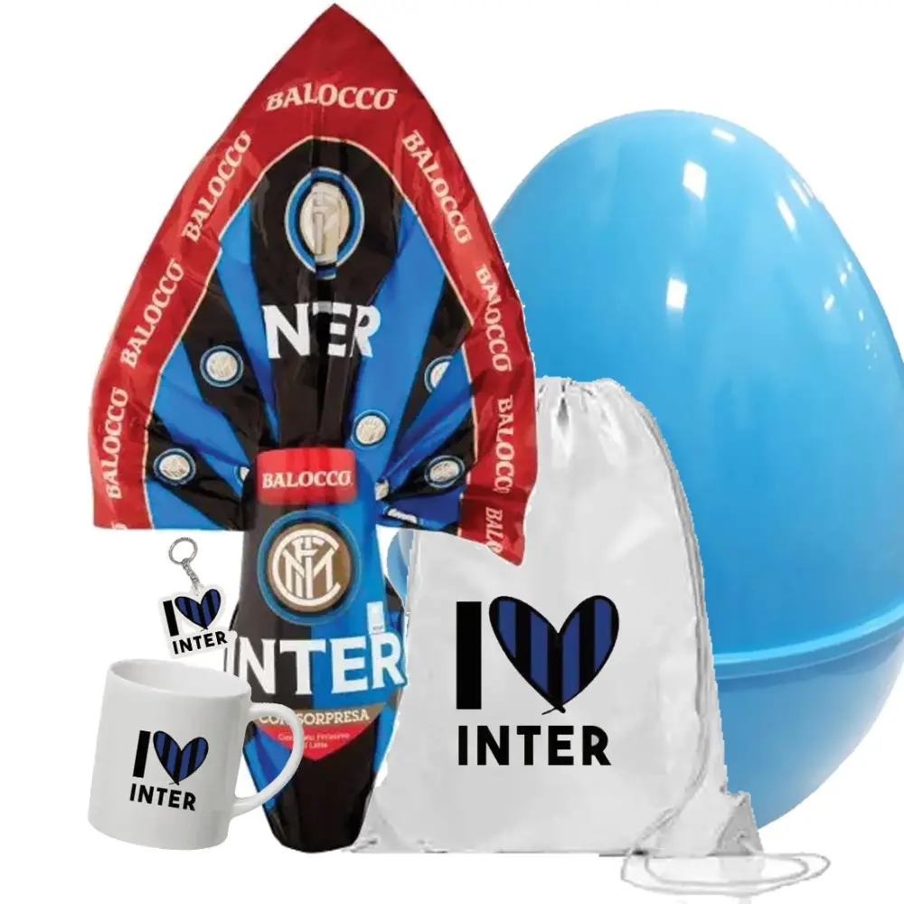 Set Uovo di Pasqua Inter con Sacca Tazza Portachiavi e Guscio
