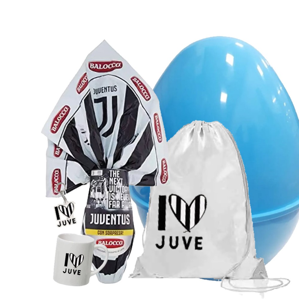 Set Uovo di Pasqua Juventus con Sacca Tazza Portachiavi e Guscio