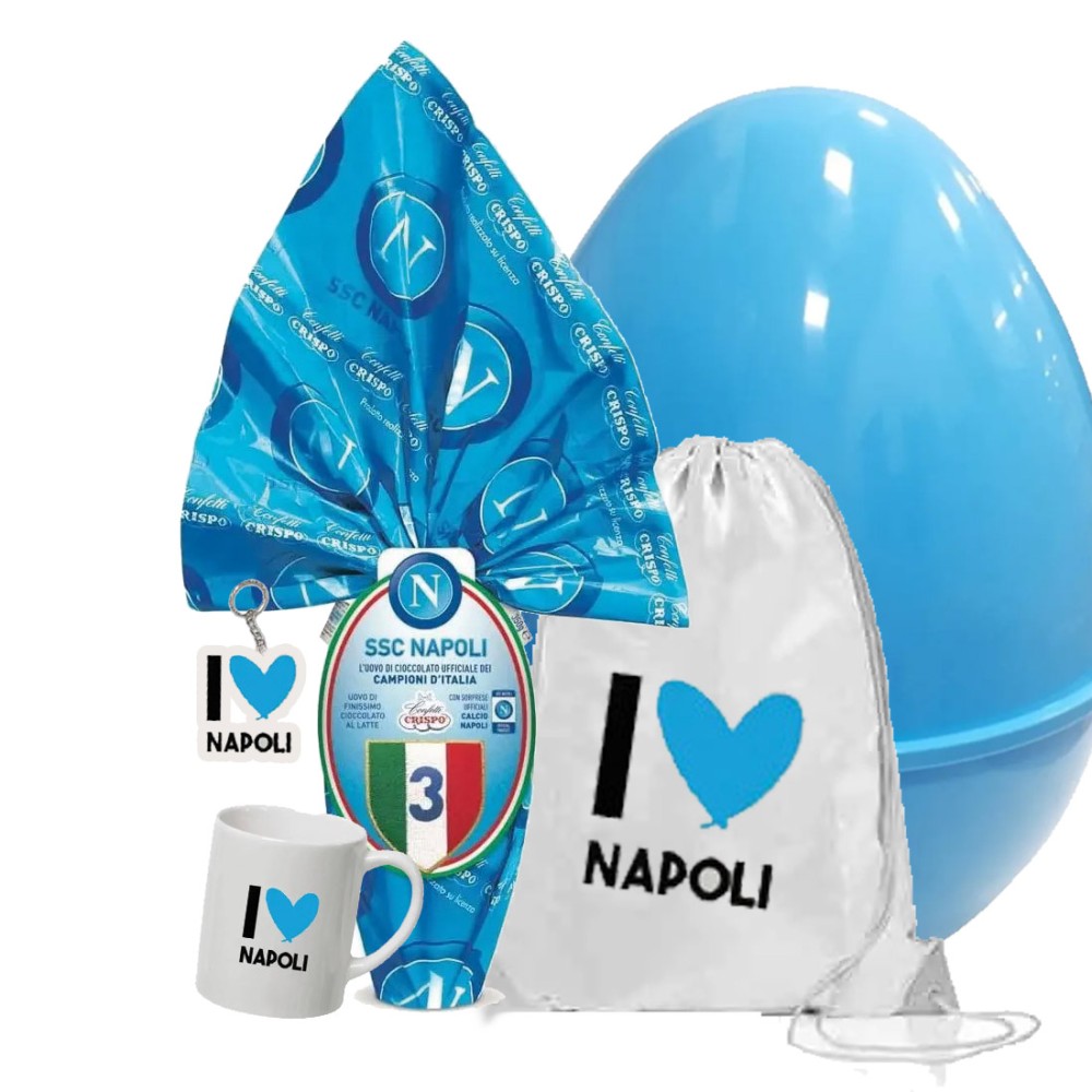 Set Uovo di Pasqua Napoli Sacca Tazza Portachiavi e Guscio