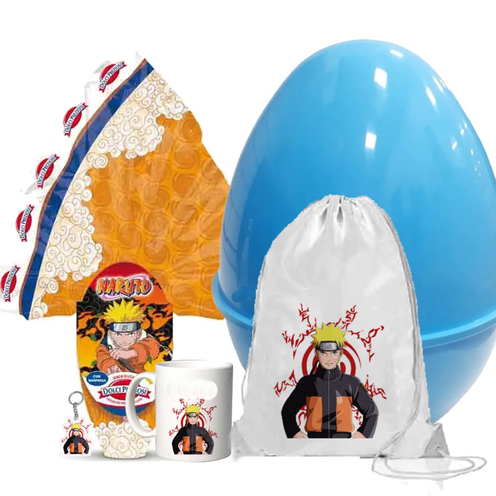 Set Uovo di Pasqua Naruto Sacca Tazza Portachiavi e Guscio