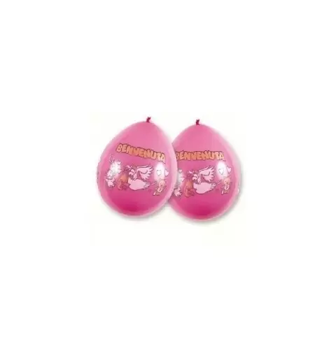 PALLONCINI CON GRAFICA " BENVENUTA" NEW PA/01 ROSA PER FESTA NASCITA BIMBA 