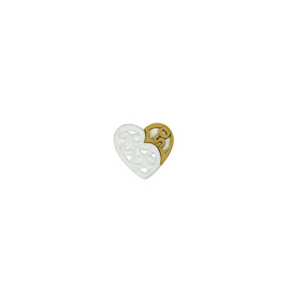 12 Gessetti Cuore 50 anni con legno 3,5 cm - A2834