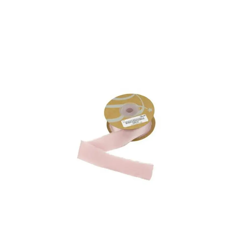 Rotolo Nastro di Raso con Frangia Rosa Antico mm25x15mt - 1pz  - NI75 05