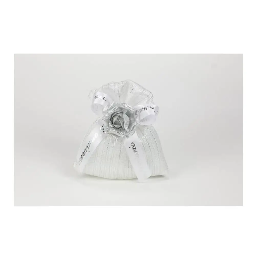 Sacchetto Piccolo Rigo Lamè Argento 10PZ -  11cmx13h - A2947-P ARG  ( decorazioni non incluse )