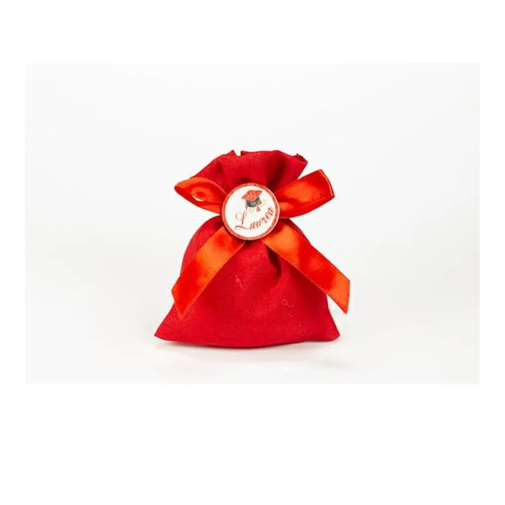 Sacchetto Rosso per Laurea con applicazione 50-10 10cmx12h cm - A2903