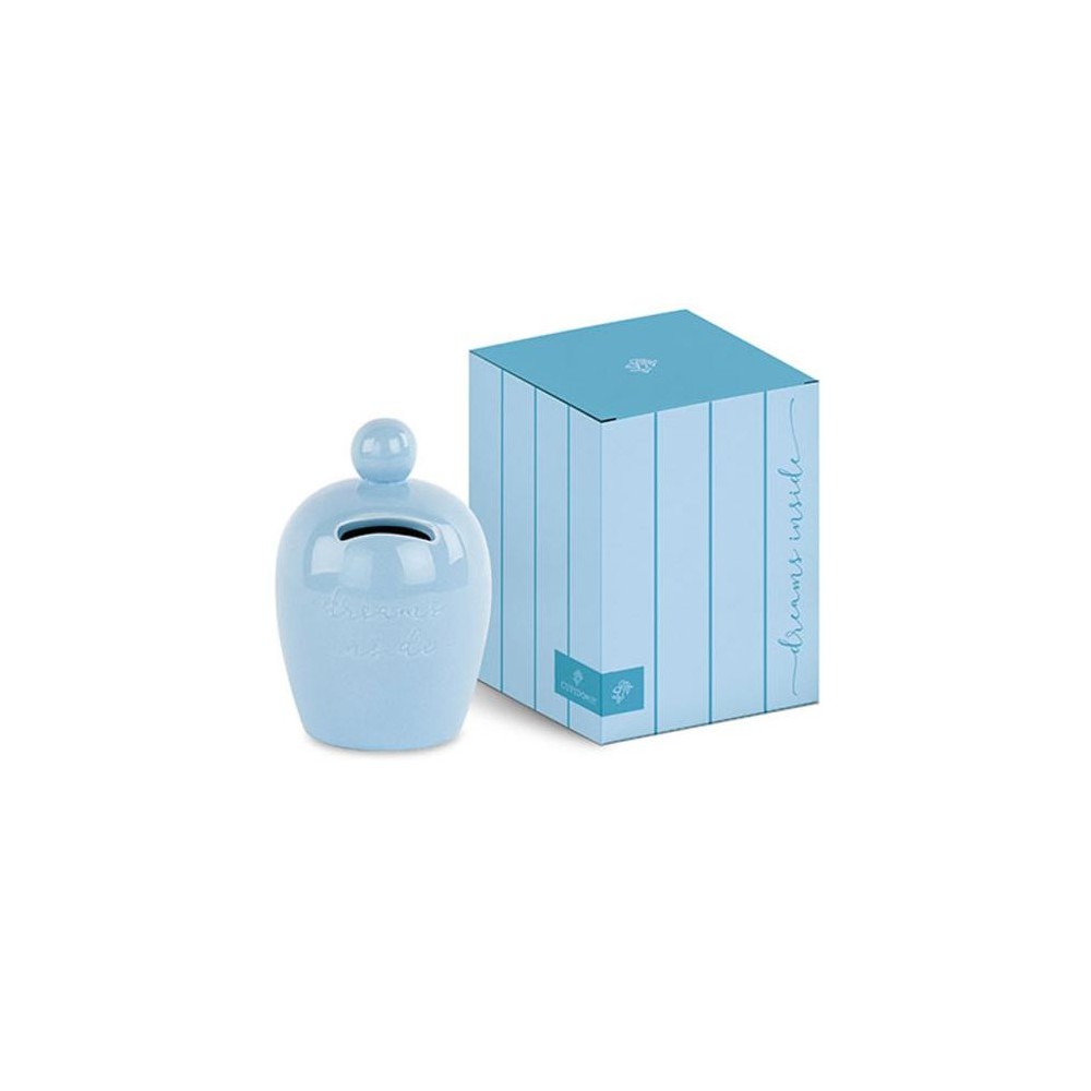Salvadanaio Azzurro  Dream Inside  con Scatola diam 80 x h 120mm - 29761M