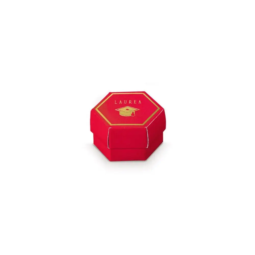 Scatolina Portaconfetti esagonale Rossa Laurea 60x40mm - 17875