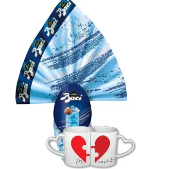 Uovo di Pasqua Baci Perugina al latte con Tazza Doppia Cuore Rosso Personalizzabile