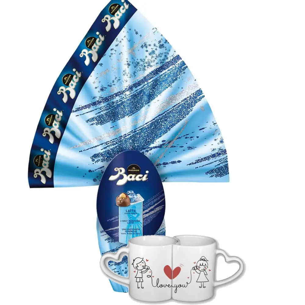Uovo di Pasqua Baci Perugina al latte con Tazza Doppia Fidanzatini Personalizzabile