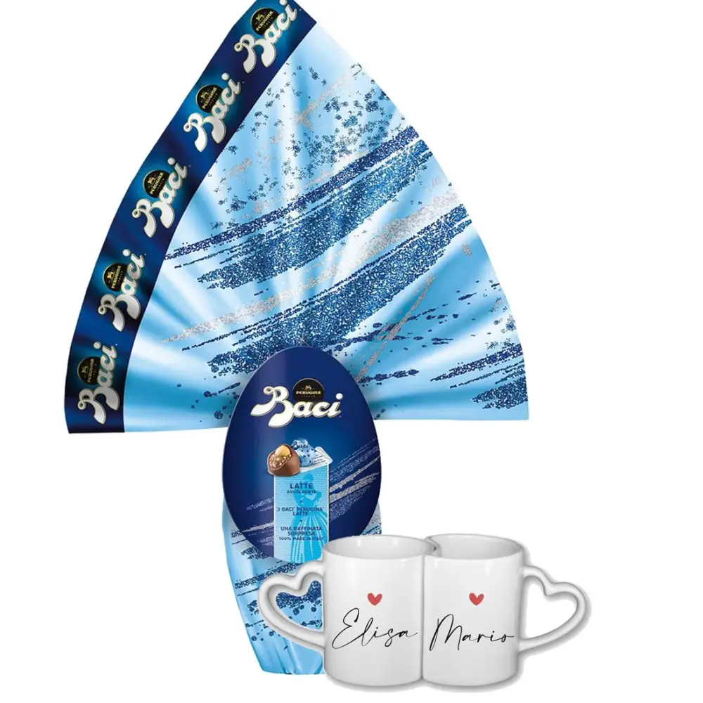 Uovo di Pasqua Baci Perugina al latte con Tazza Doppia Nomi Personalizzabili
