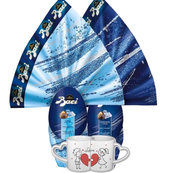 Uova di Pasqua Baci Perugina al latte e fondente con Tazza Doppia Cuore Puzzle Personalizzabile