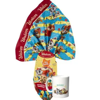 Uovo di Pasqua 44 Gatti con tazza personalizzata