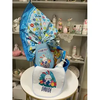 Uovo " La Mia Prima Pasqua " con bavetta Easter Bunny Bimbo Personalizzabile
