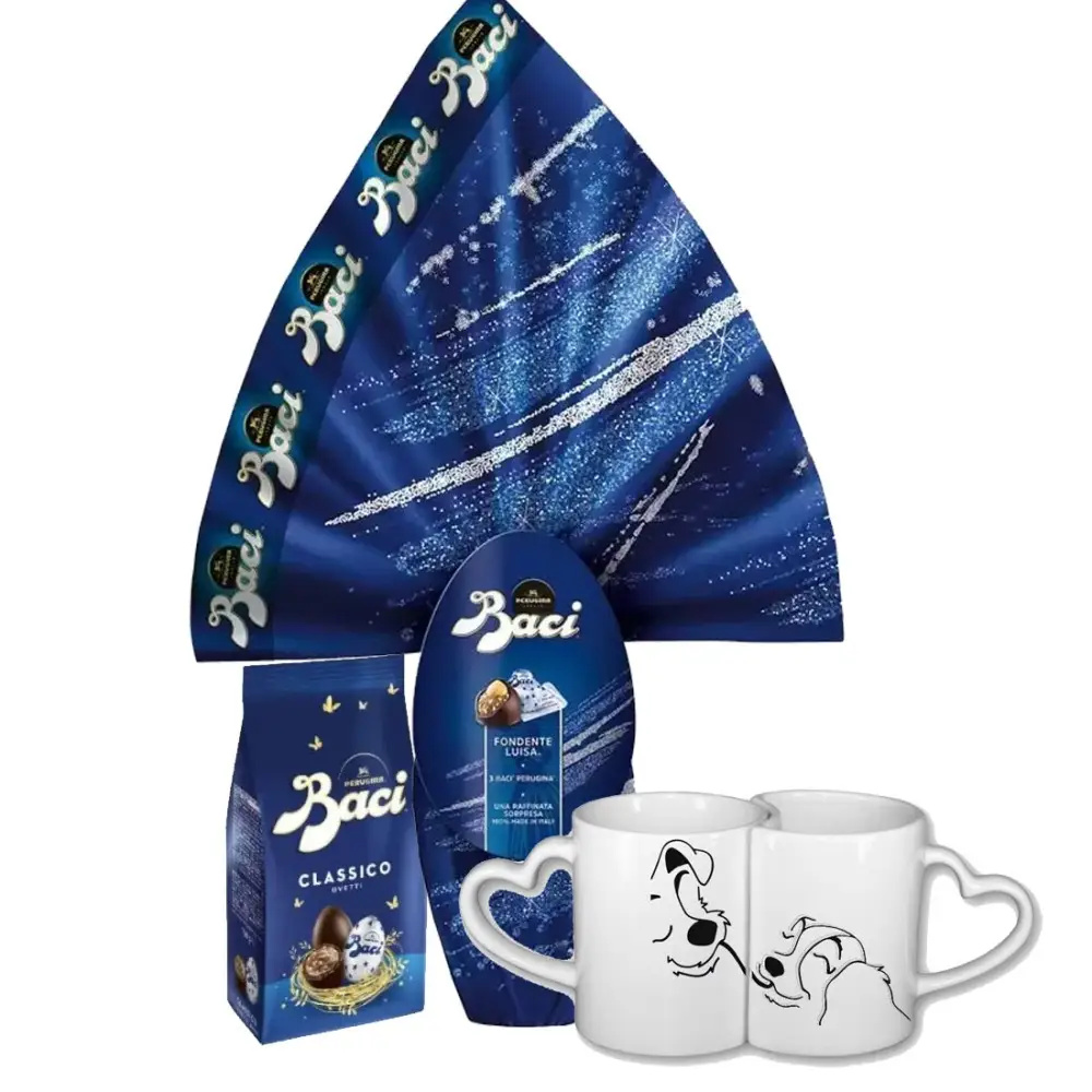 Set Pasqua Baci Uovo + Cioccolatini ovetti + Tazza Doppia Nomi Personalizzabili
