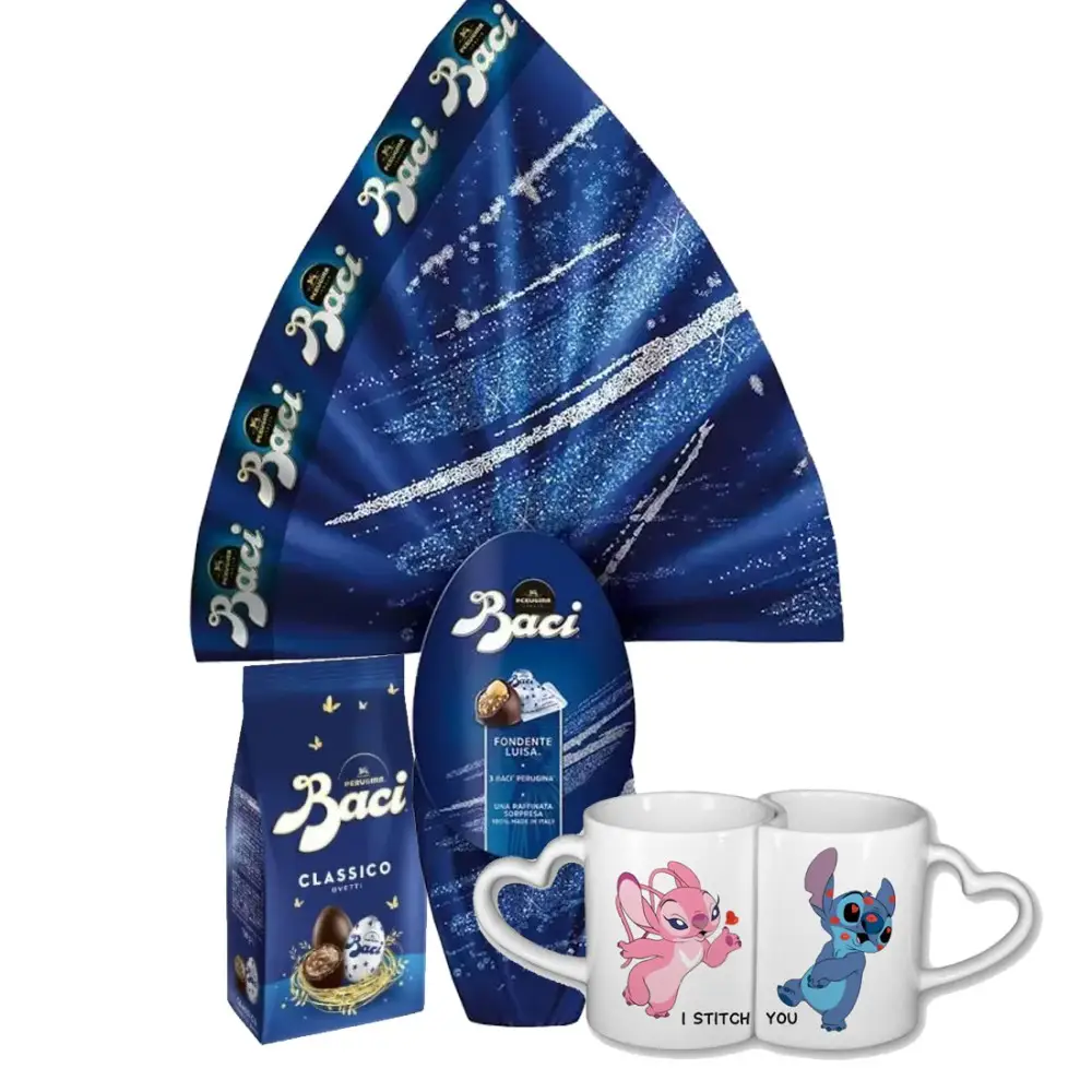 Set Pasqua Baci Uovo + Cioccolatini ovetti + Tazza Doppia Nomi Personalizzabili