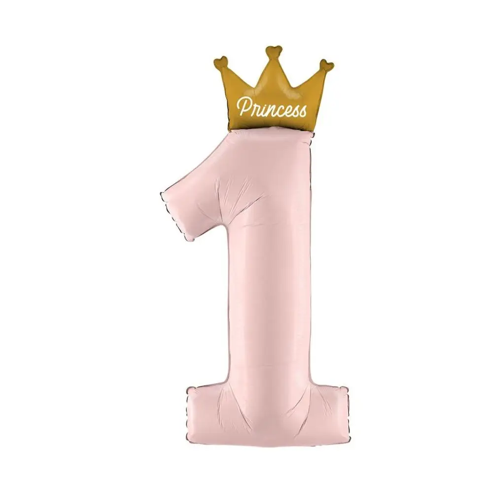 Palloncino Foil Numero 1 Rosa con Corona Oro e Scritta Princess 46 - WG72103P