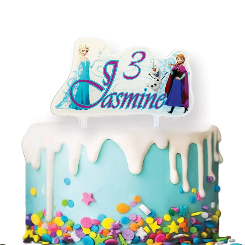 Cake Topper Frozen Anna Elsa Personalizzabile in plexiglass