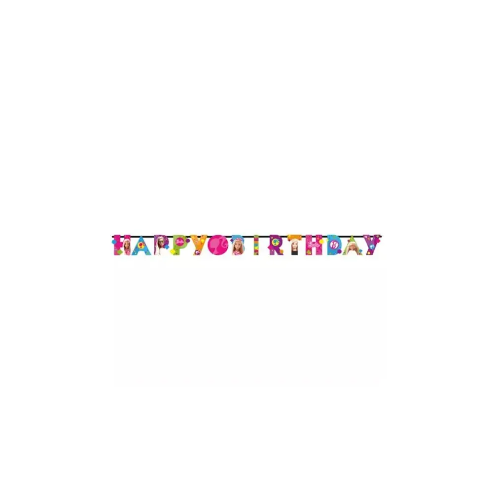 999936 GHIRLANDA FESTONE HAPPY BIRTHDAY BARBIE ADDOBBI COMPLEANNO FESTA BIMBA